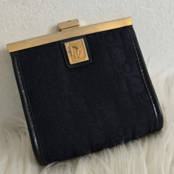 Christian Dior Trotter Logo Metal Clasp Jacquard Leather Coin Purse 💙 Vintage🌴 - Picture 10 of 14